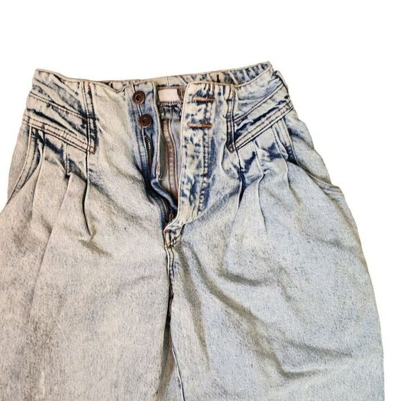 Bonjour Vintage 80s Acid Wash Pleated High Waist Jeans Womens Size 3 Blue - Picture 3 of 7